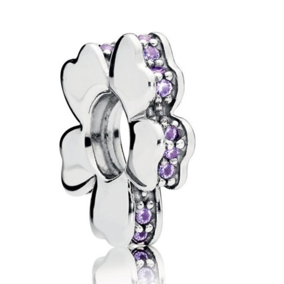 Pandora Purple CZ Wildflower Meadow Flower Spacer Rare Retired Bead Charm - Picture 1 of 5